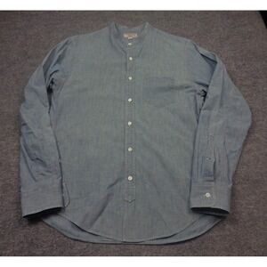 Wallace & Barnes Shirt Mens M Blue Band Collar Chambray Preppy Streetwear
